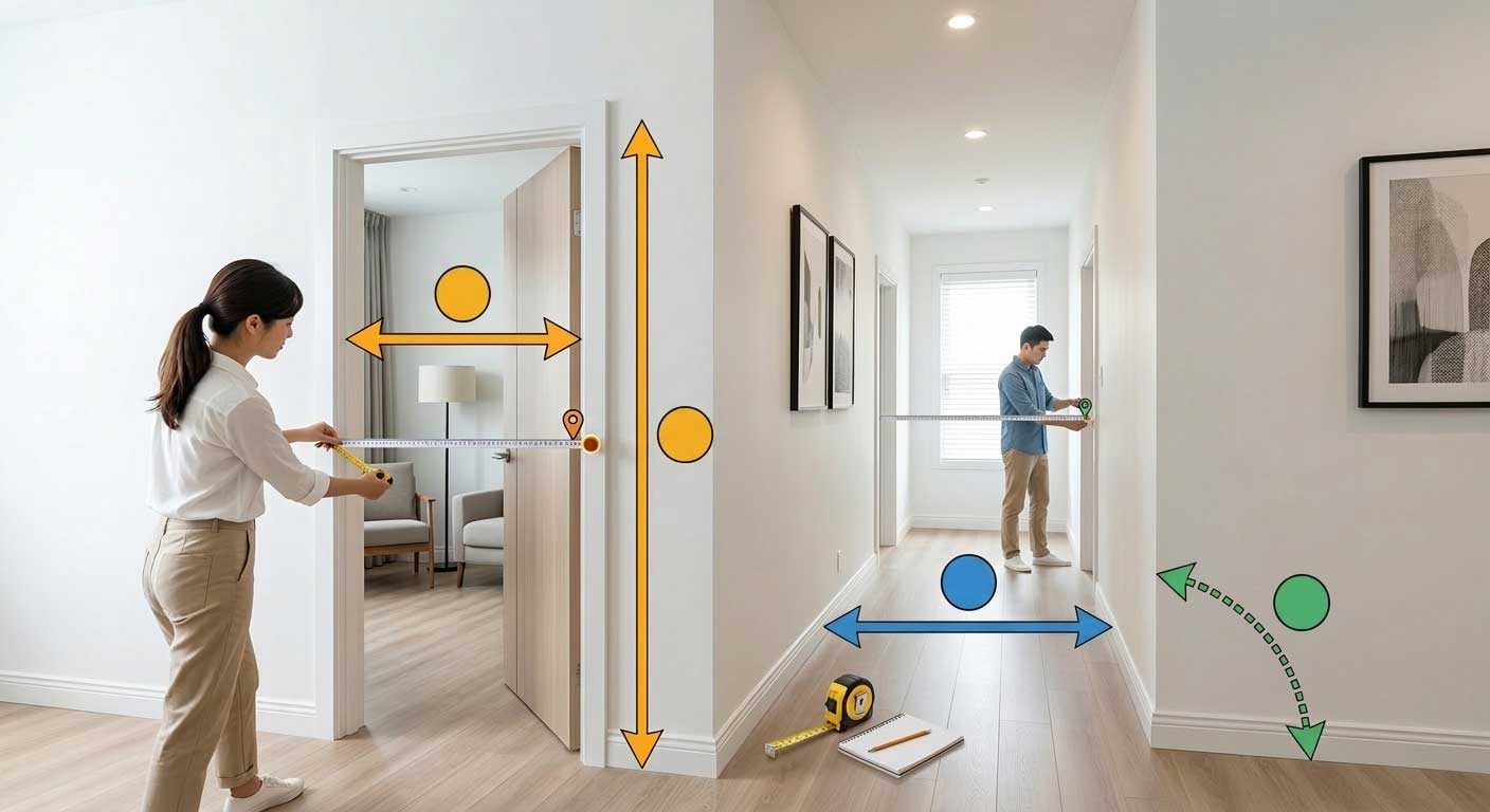 家具搬運路徑丈量重點示意